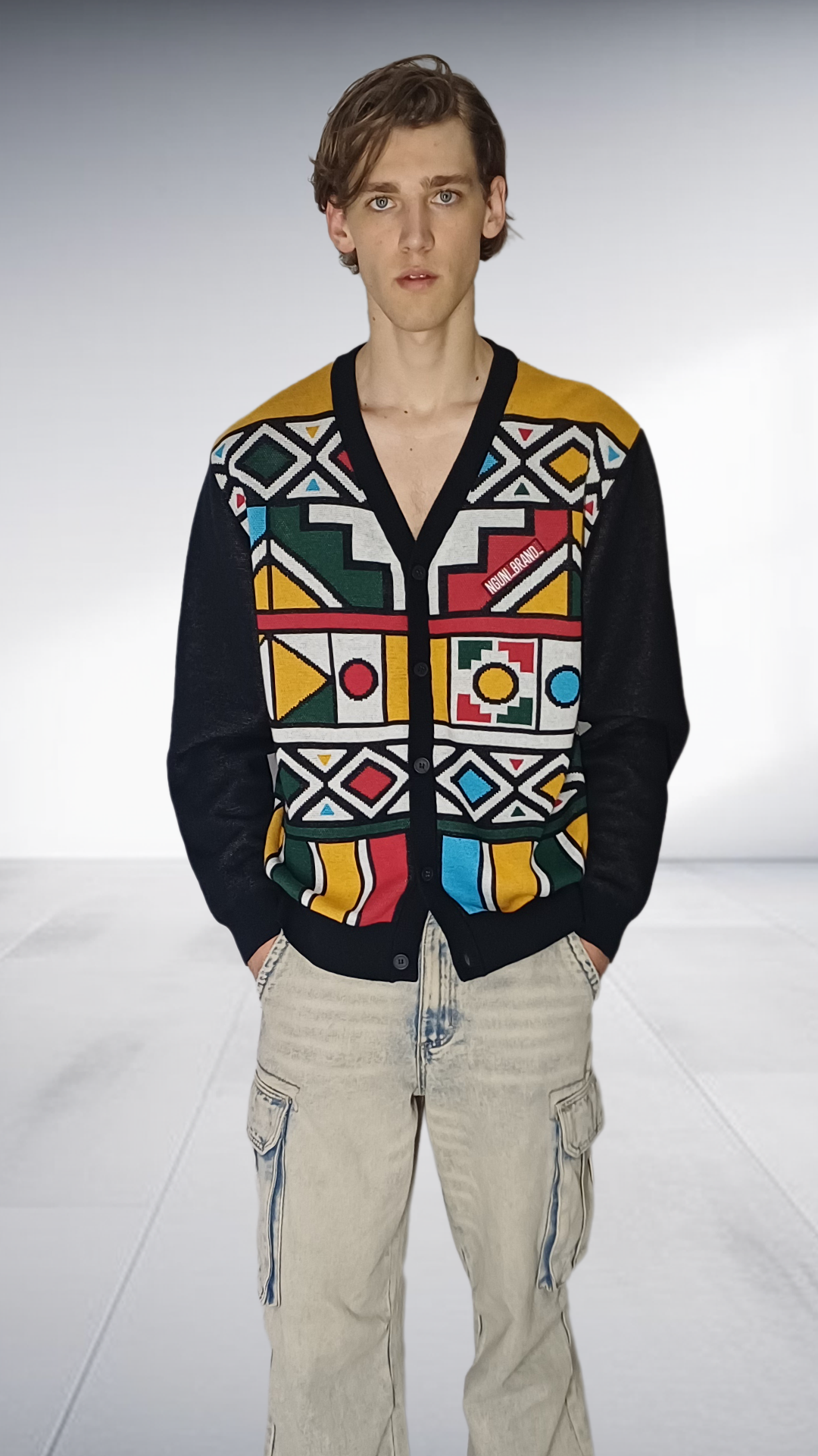 NguniBrand Thingo Ndebele Cardigan - Black & Multicolor
