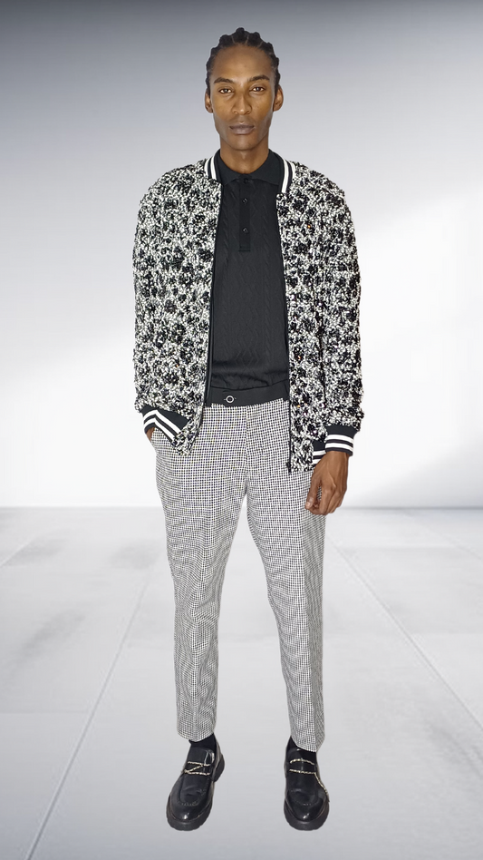 Ephymol Textured Pattern Jacket & Houndstooth Trousers