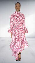Imprint Pink & White Zebra Print Ruffle Maxi Dress
