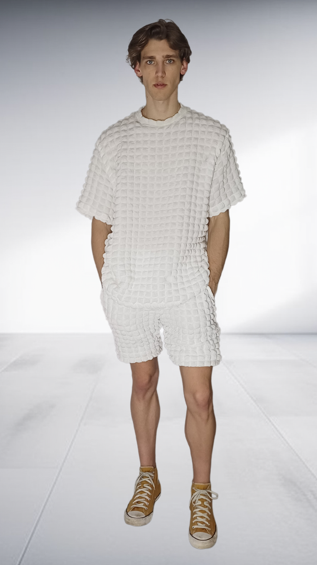 ZIMKHITHA White Textured Two-Piece Set