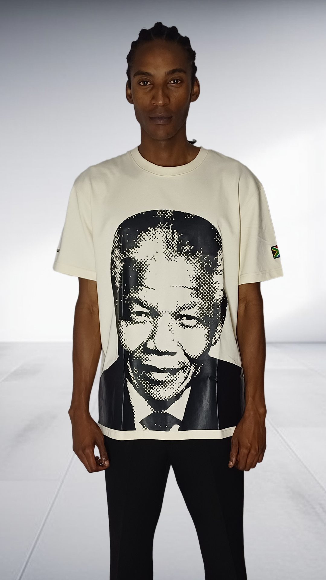 Chale Mandela Portrait Graphic T-Shirt - Cream