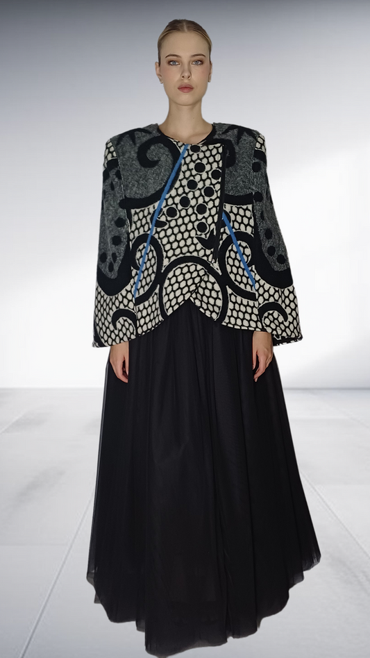 Thabo Makhetha Kobo Ea Bohali Cape - Black, White & Blue