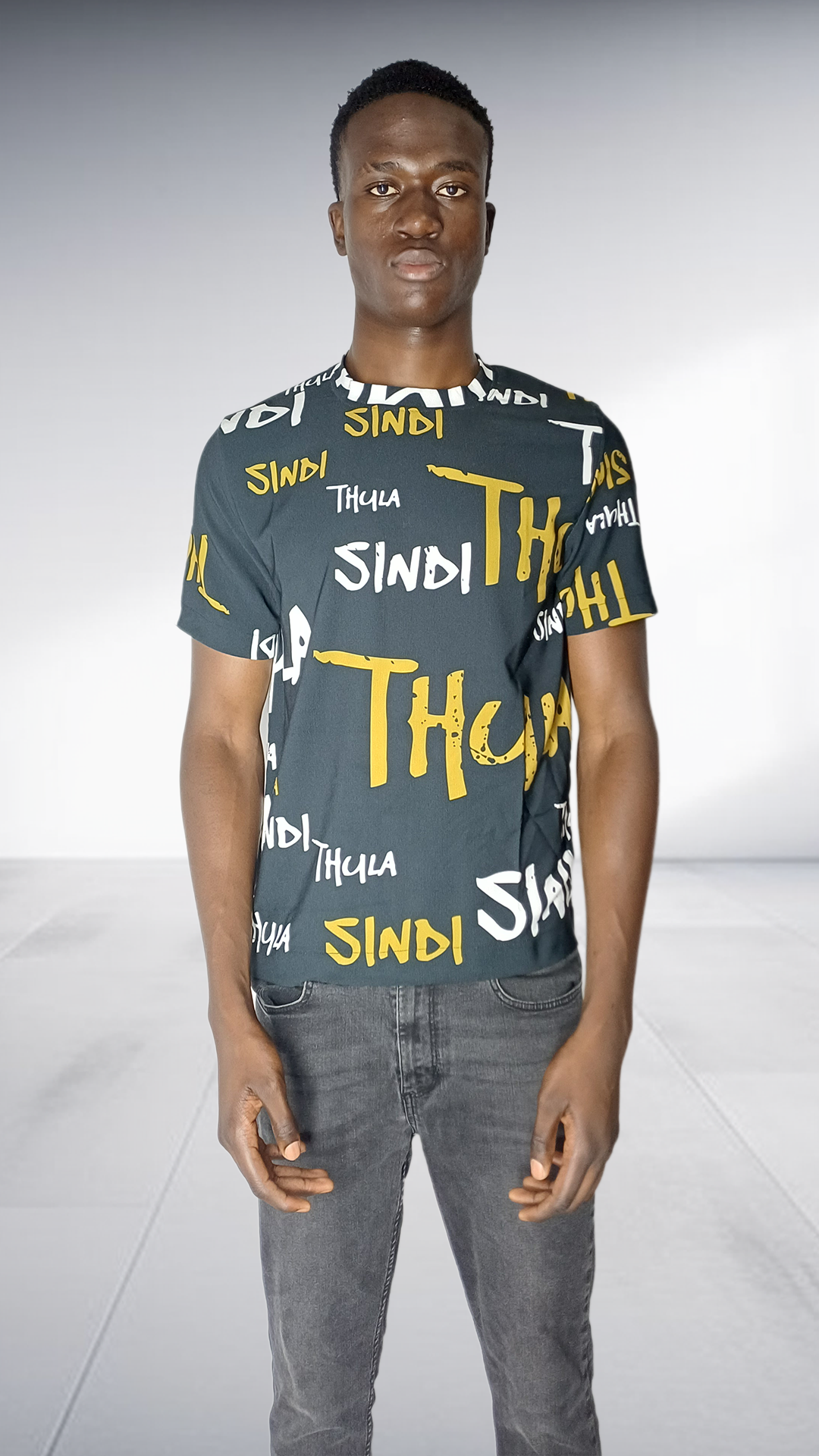 Thula Sindi Signature Graphic Print T-Shirt - Charcoal Grey