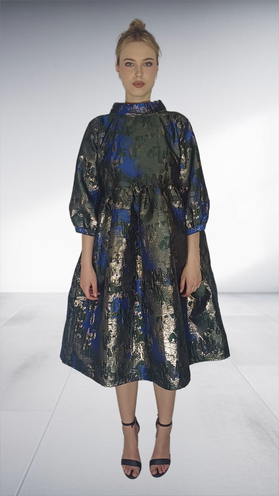 Isabel De Villiers Metallic Jacquard Midi Dress