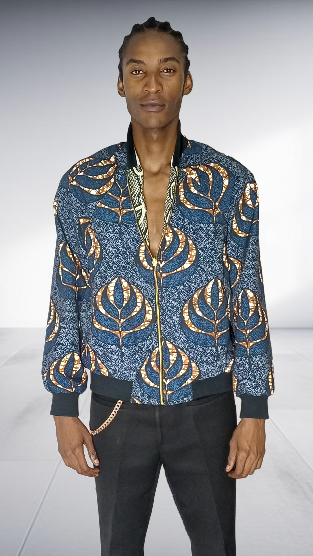 Mille Collines Reversible Akazi Bomber Jacket - Navy & Gold