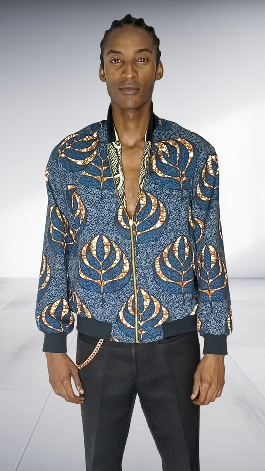 Mille Collines Reversible Akazi Bomber Jacket - Navy & Gold