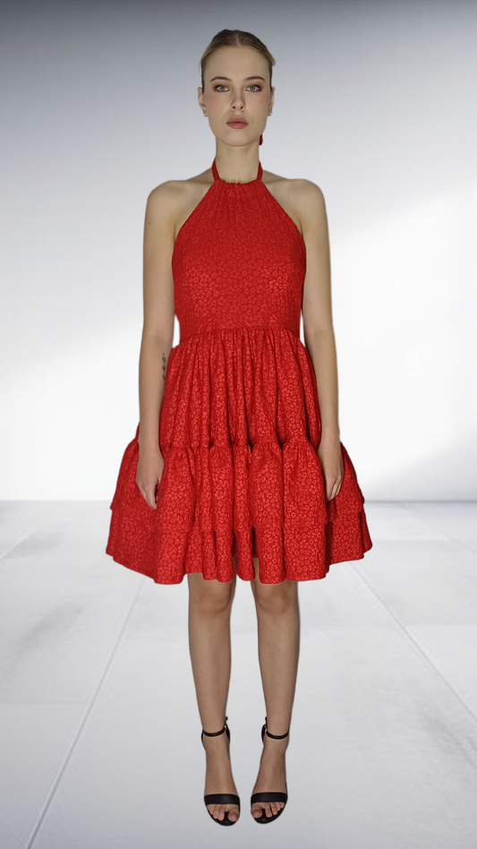 Thula Sindi Red Lace Halter Fit & Flare Dress