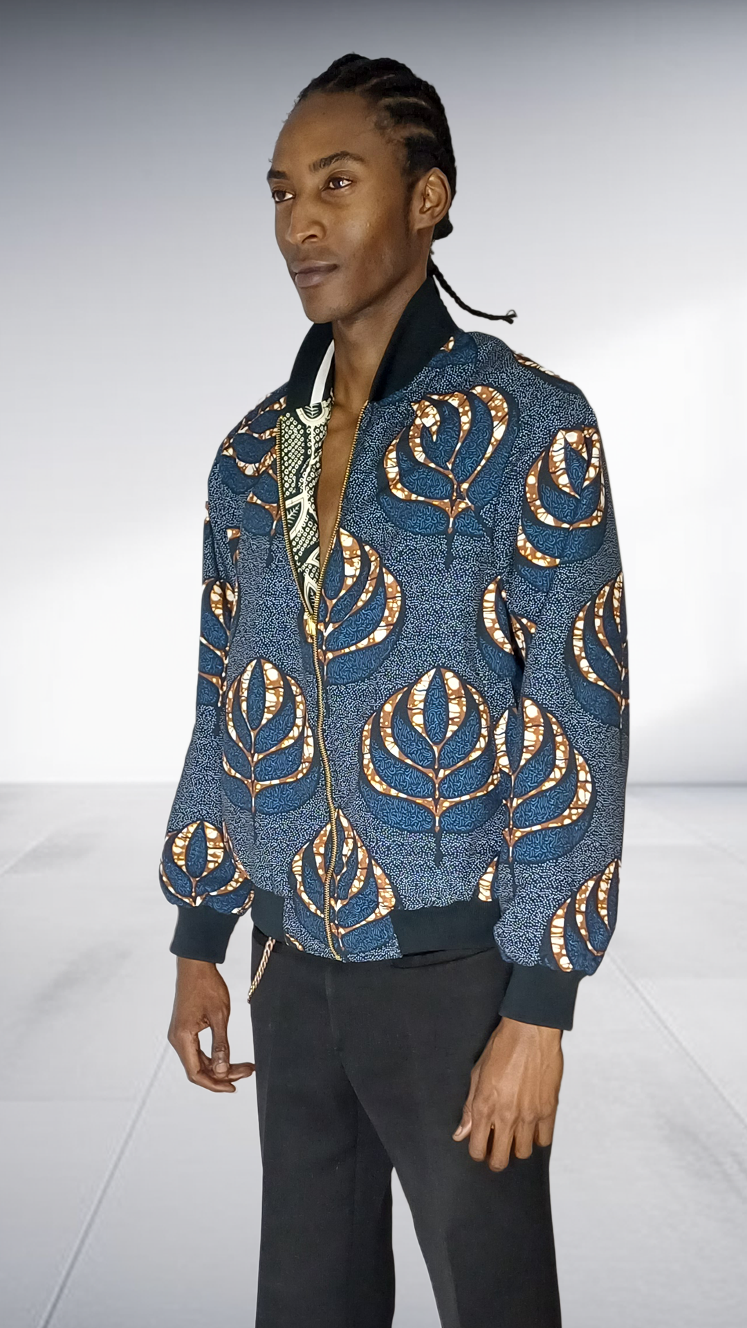 Mille Collines Reversible Akazi Bomber Jacket - Navy & Gold