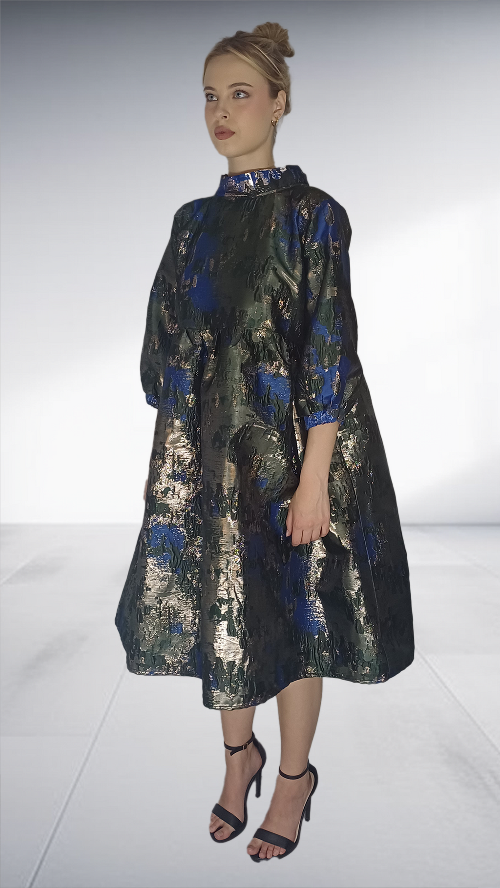 Isabel De Villiers Metallic Jacquard Midi Dress