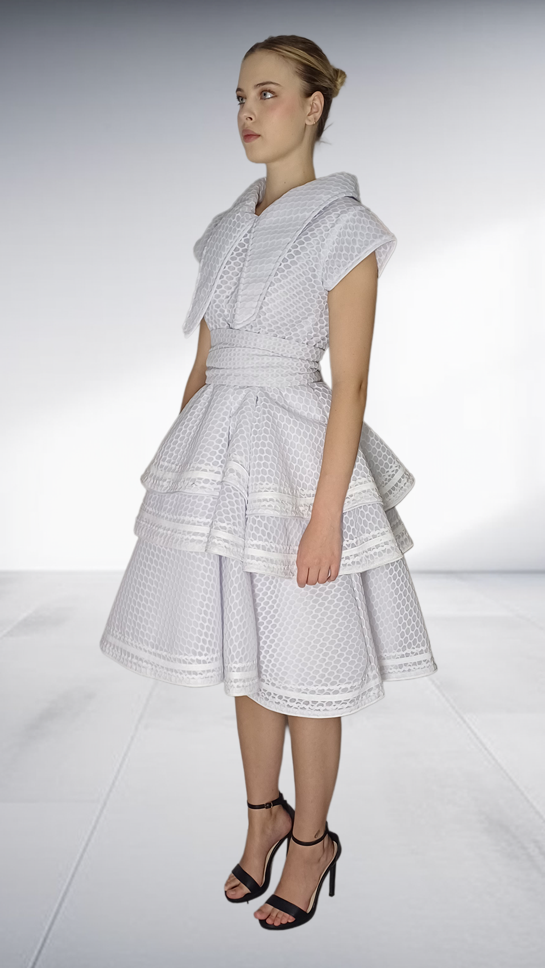 Jozsy Three-Tier Khoza Embroidered Dress - White