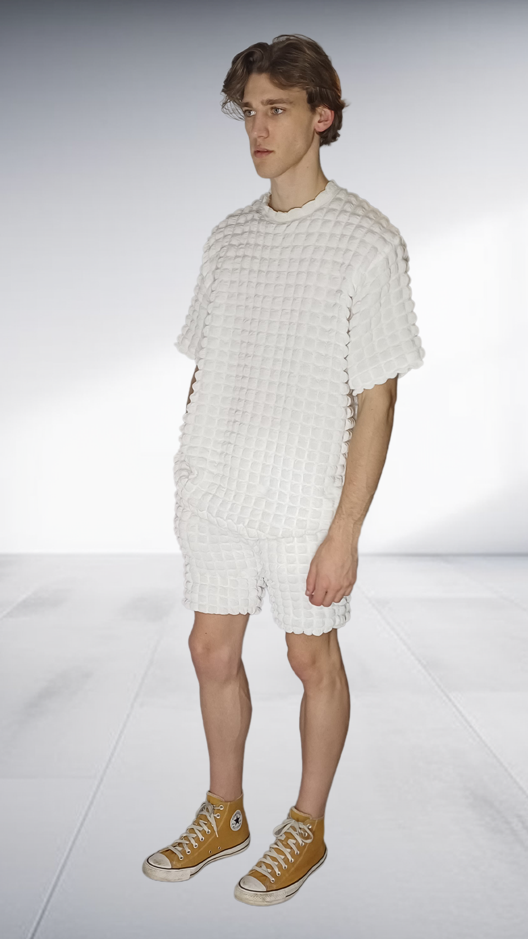 ZIMKHITHA White Textured Two-Piece Set