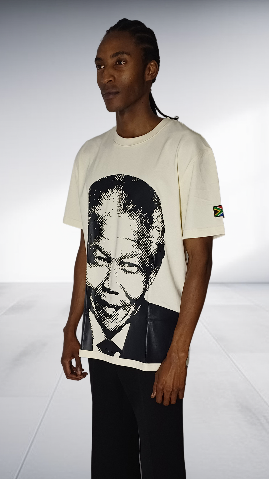 Chale Mandela Portrait Graphic T-Shirt - Cream