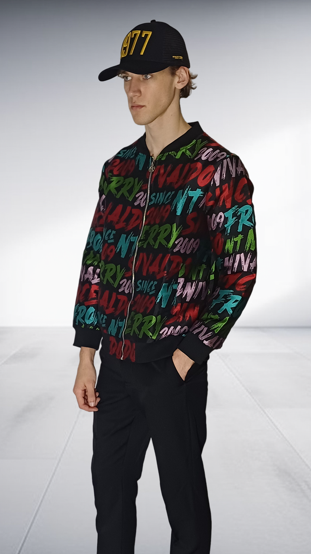 Nivaldo Thierry Graphic Print Bomber Jacket - Black Multicolor