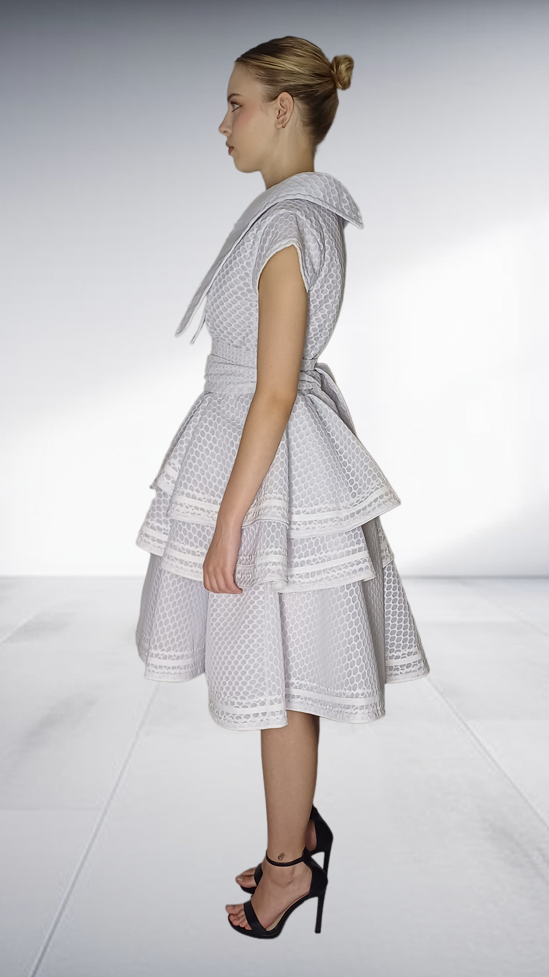 Jozsy Three-Tier Khoza Embroidered Dress - White