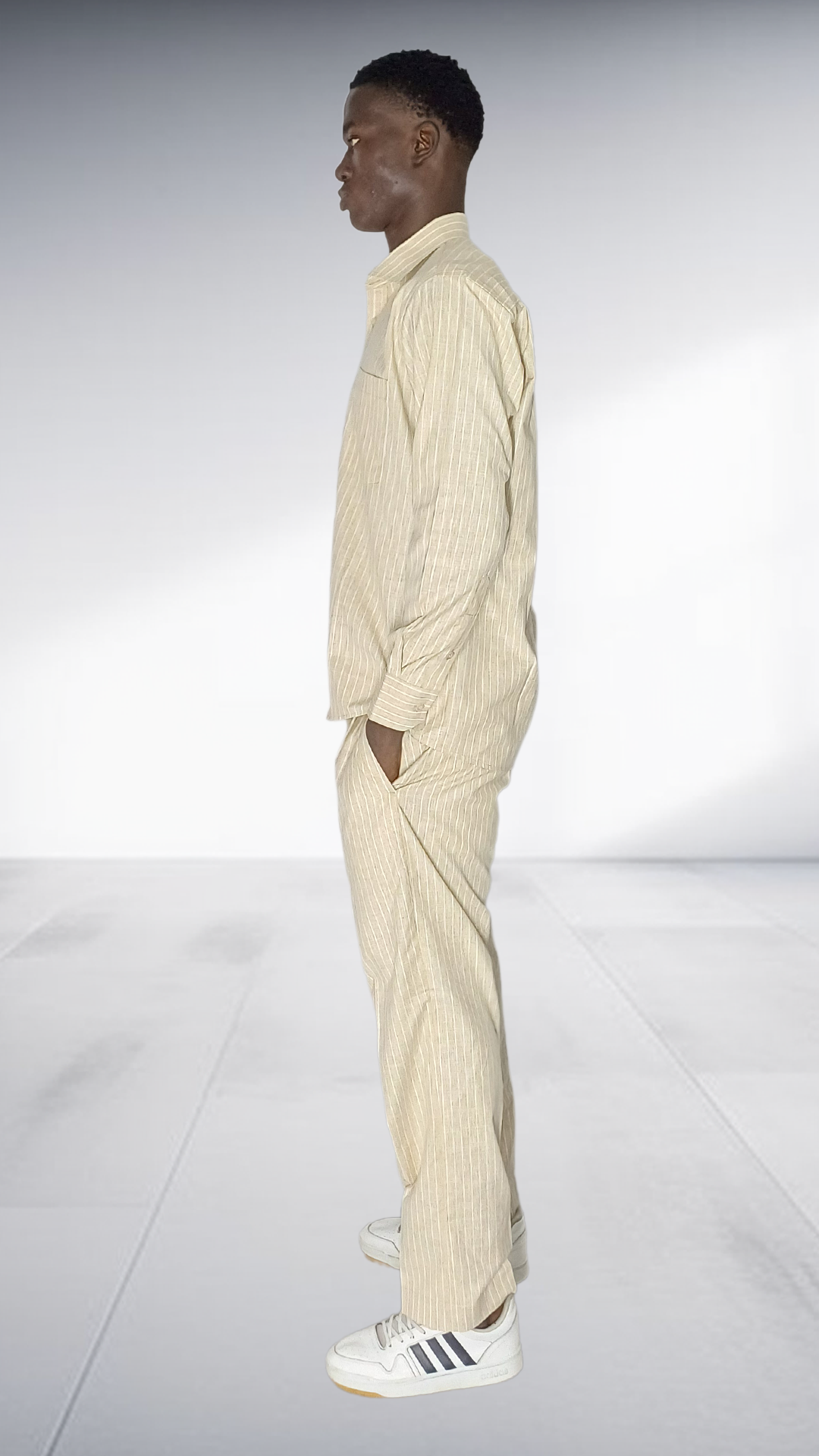 J.O.B Pinstripe Linen Two-Piece Set - Cream