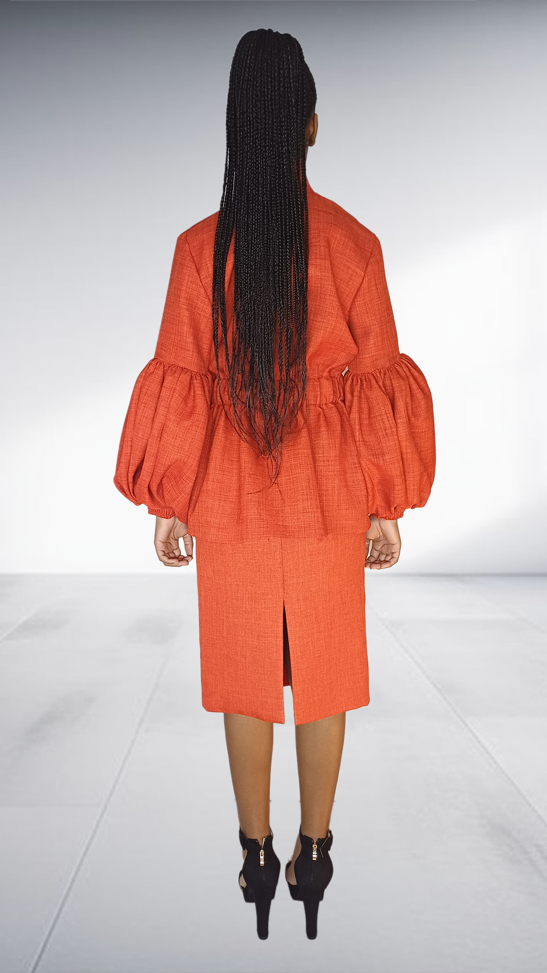 Coral Textured Balloon Sleeve Two-Piece Set