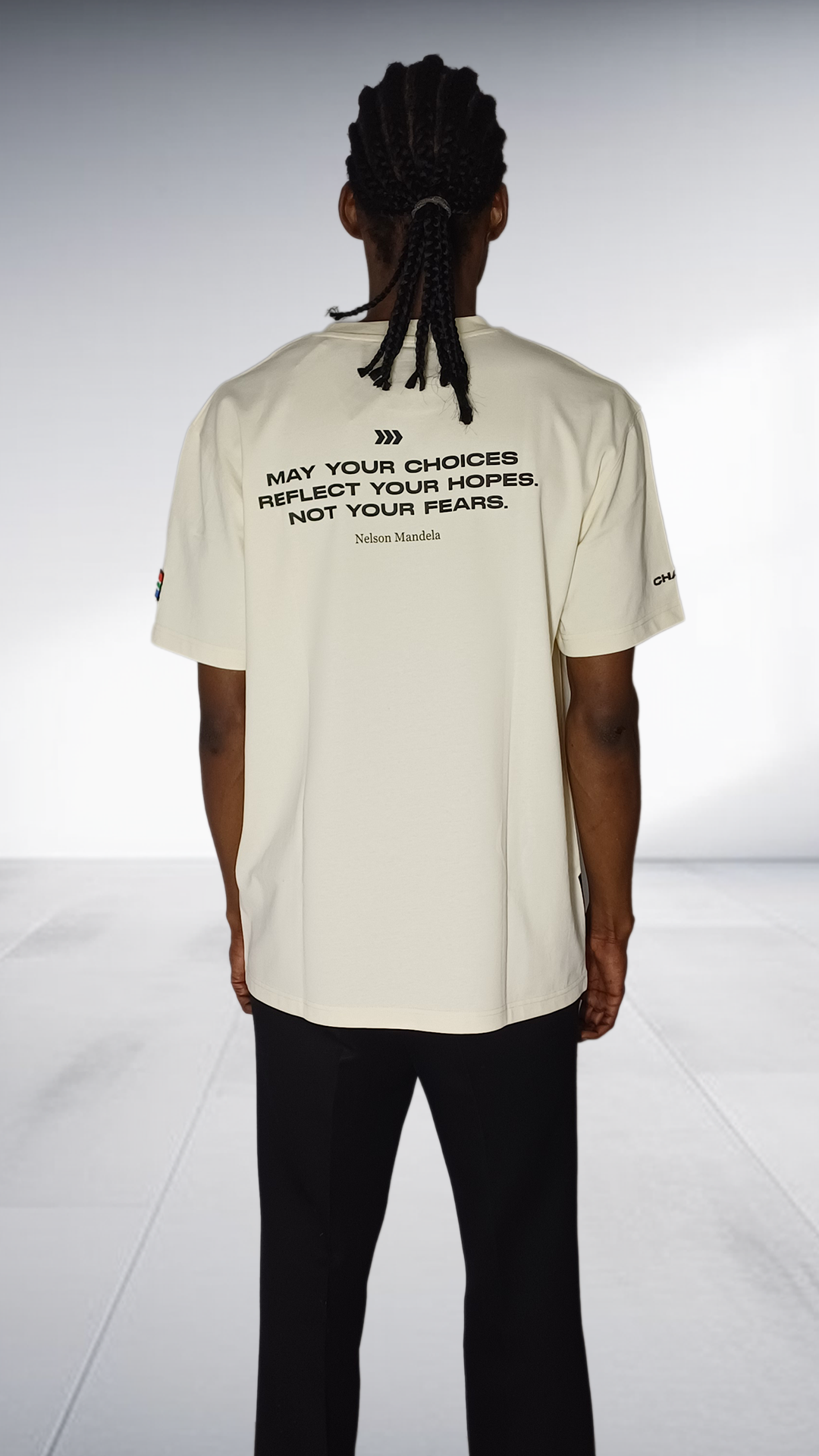 Chale Mandela Portrait Graphic T-Shirt - Cream