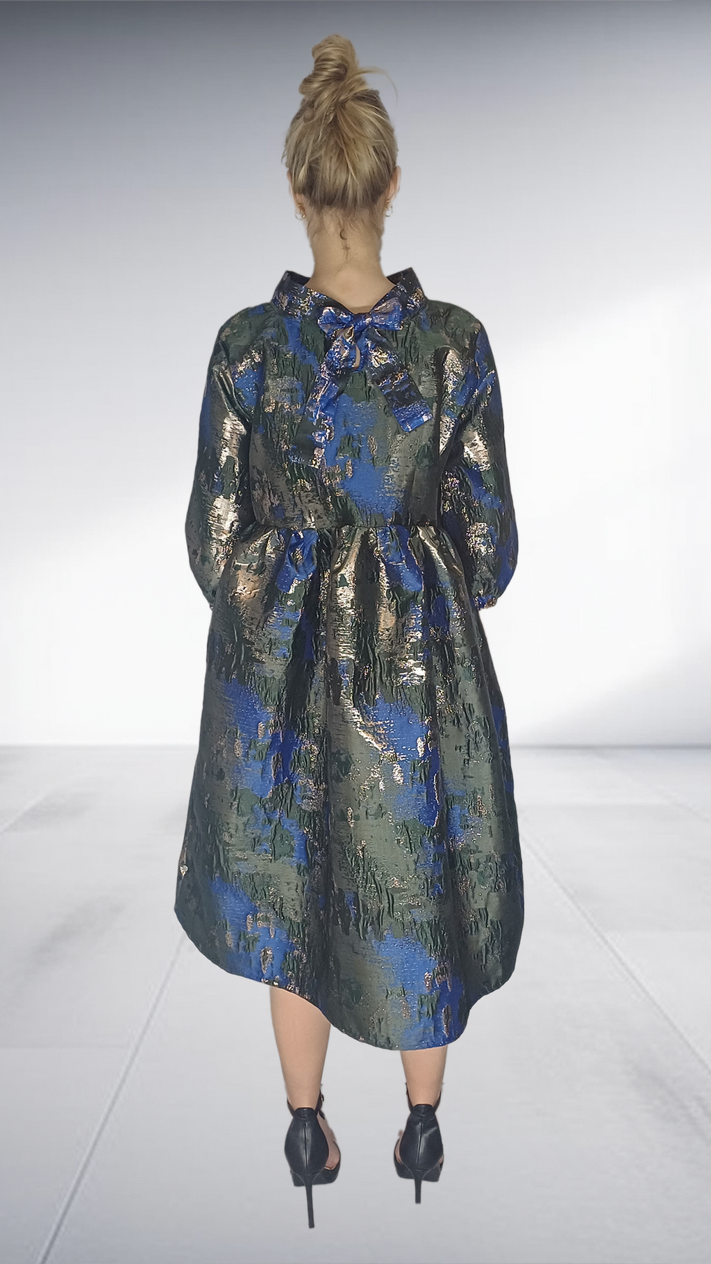 Isabel De Villiers Metallic Jacquard Midi Dress