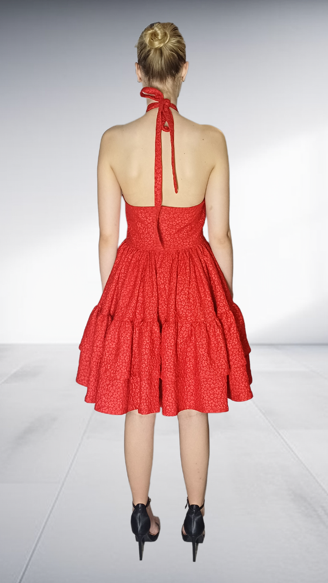 Thula Sindi Red Lace Halter Fit & Flare Dress