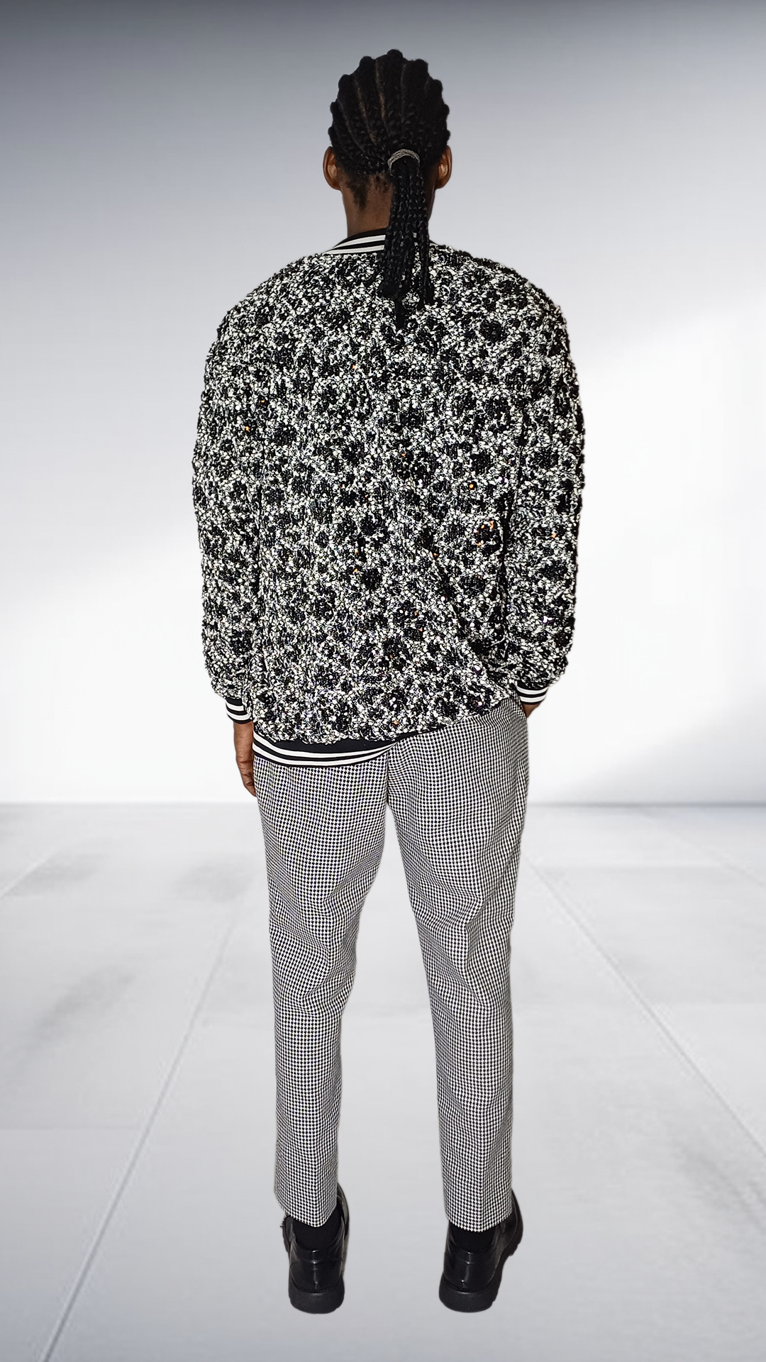 Ephymol Textured Pattern Jacket & Houndstooth Trousers