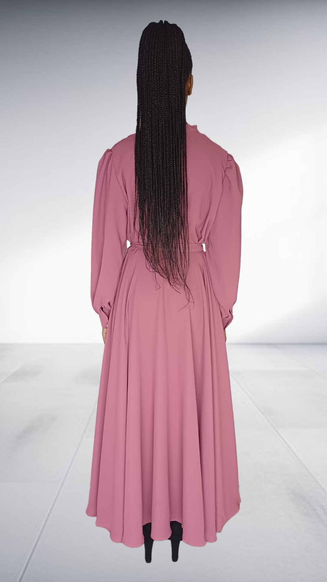 Dusty Pink Belted Maxi Shirt Dress