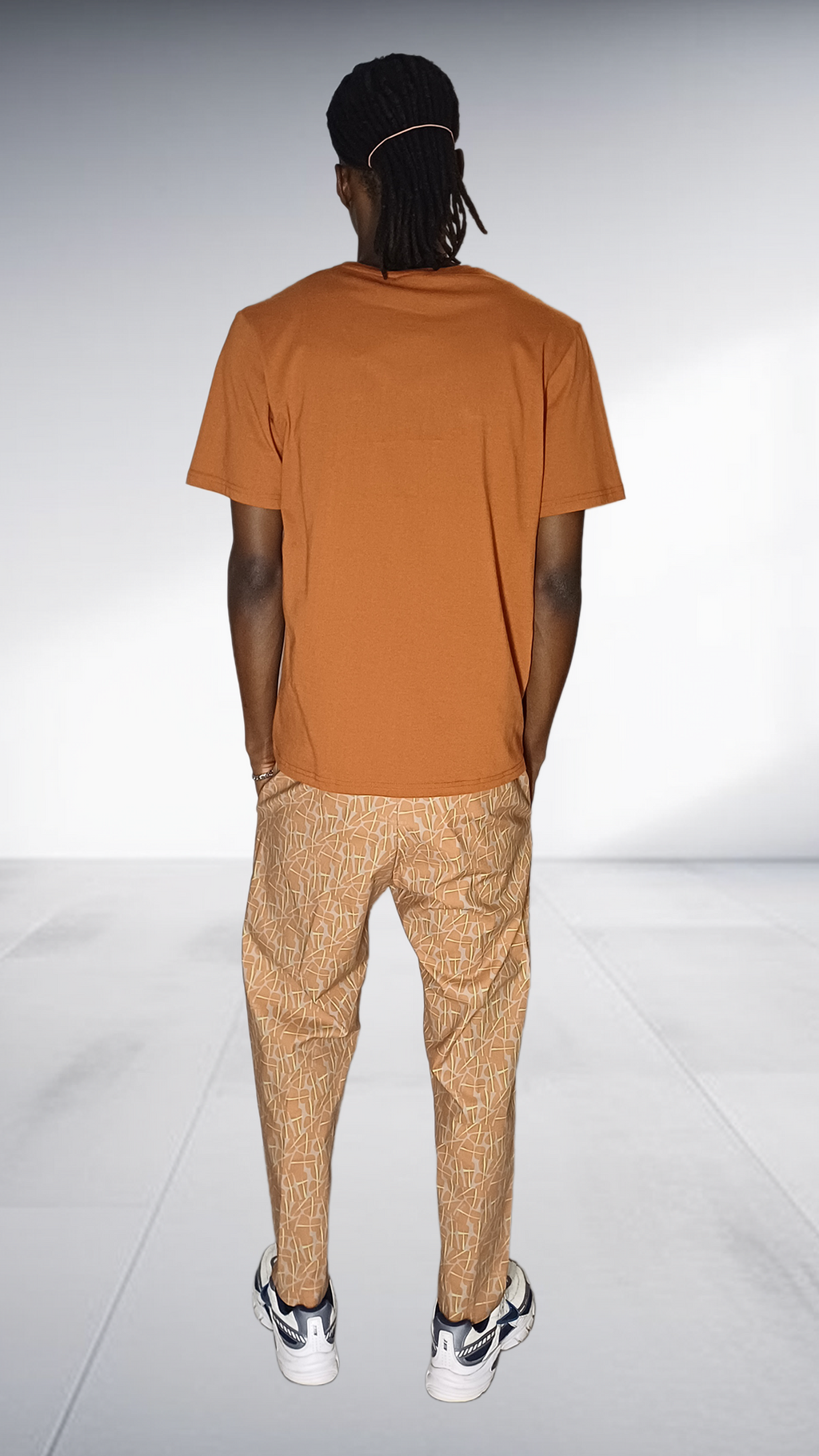 Fundundzi Afroblock Printed Two-Piece Set - Camel & Rust Orange – geometric Two-Piece Set, view 4 | AfricaRise