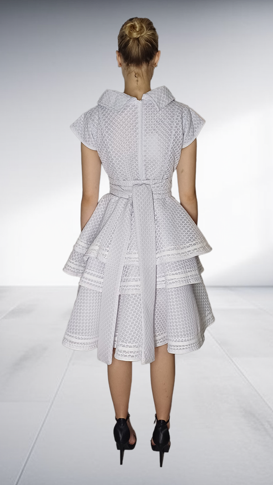 Jozsy Three-Tier Khoza Embroidered Dress - White