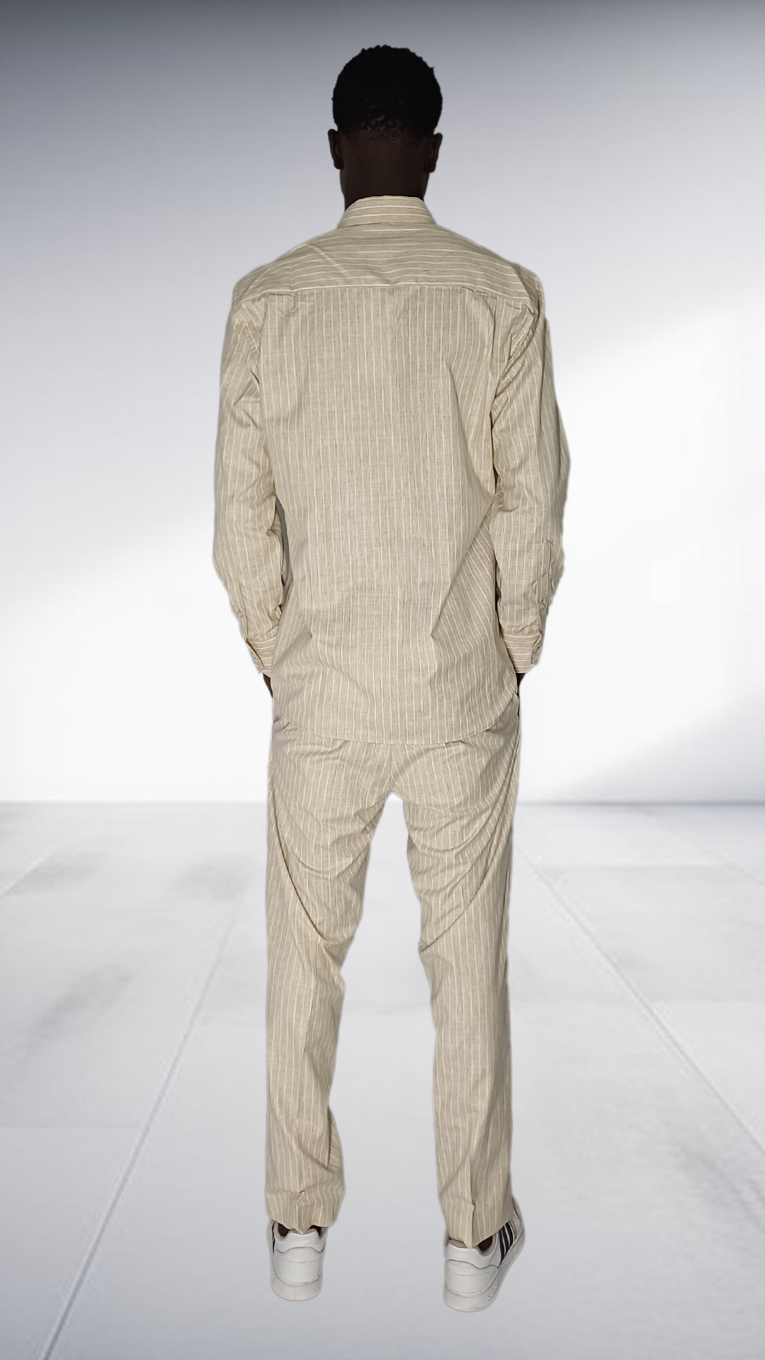 J.O.B Pinstripe Linen Two-Piece Set - Cream