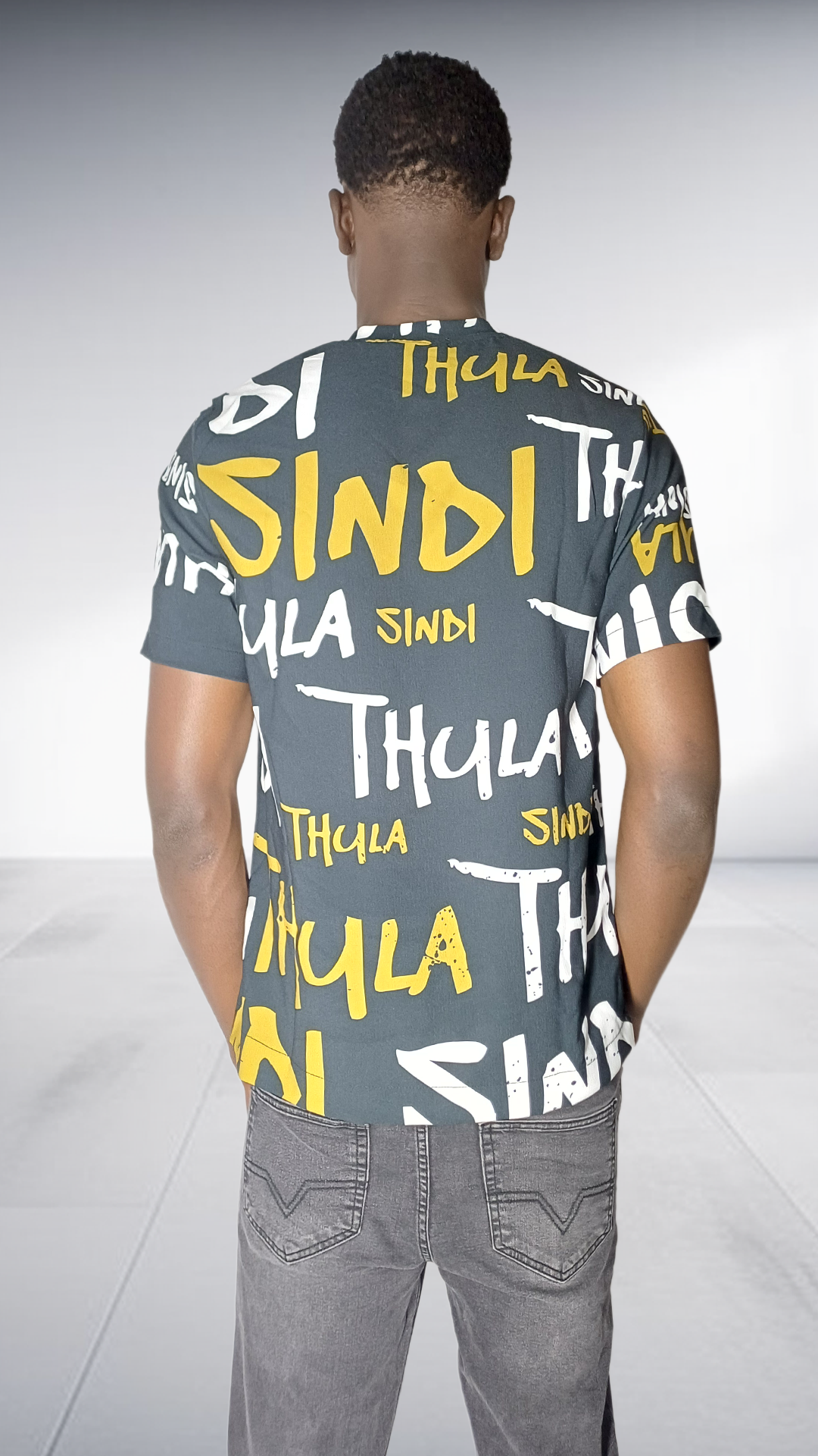 Thula Sindi Signature Graphic Print T-Shirt - Charcoal Grey