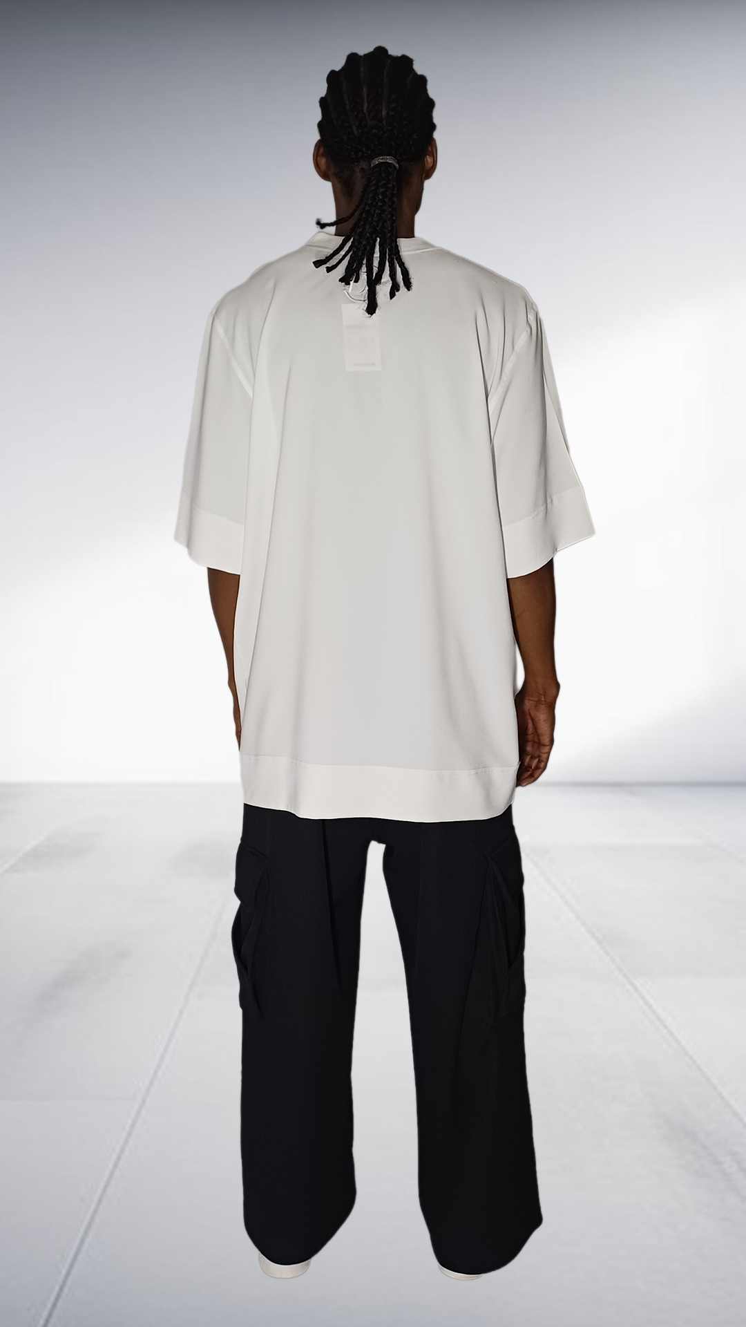 David Tlale Signature Oversized Tee & Cargo Pants Set - White & Charcoal
