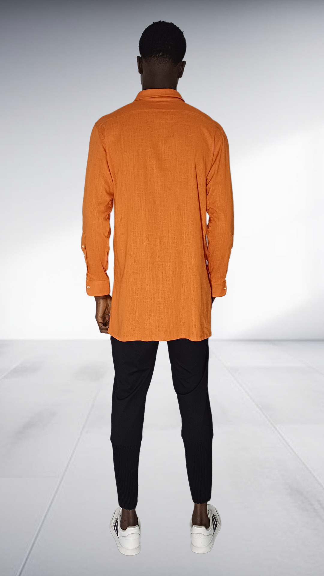 Naked Ape Burnt Orange Linen Shirt & Black Pin Tuck Pants Set