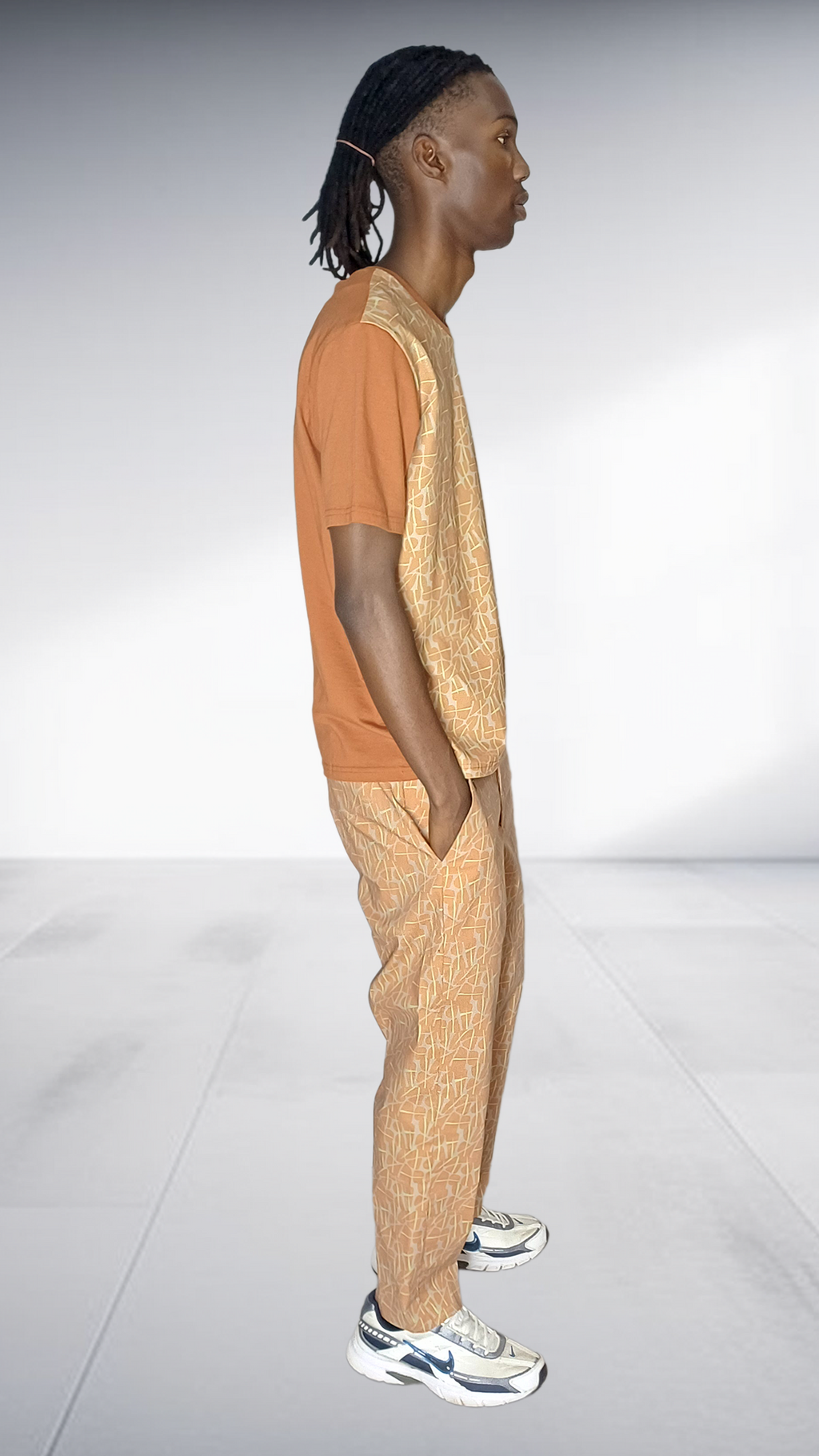Fundundzi Afroblock Printed Two-Piece Set - Camel & Rust Orange – geometric Two-Piece Set, view 5 | AfricaRise