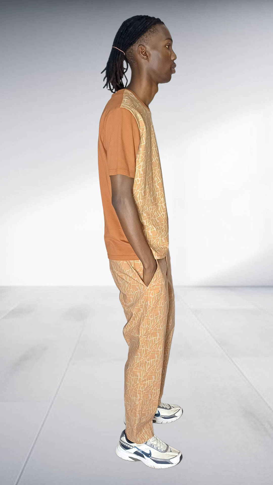 Fundundzi Afroblock Printed Two-Piece Set - Camel & Rust Orange