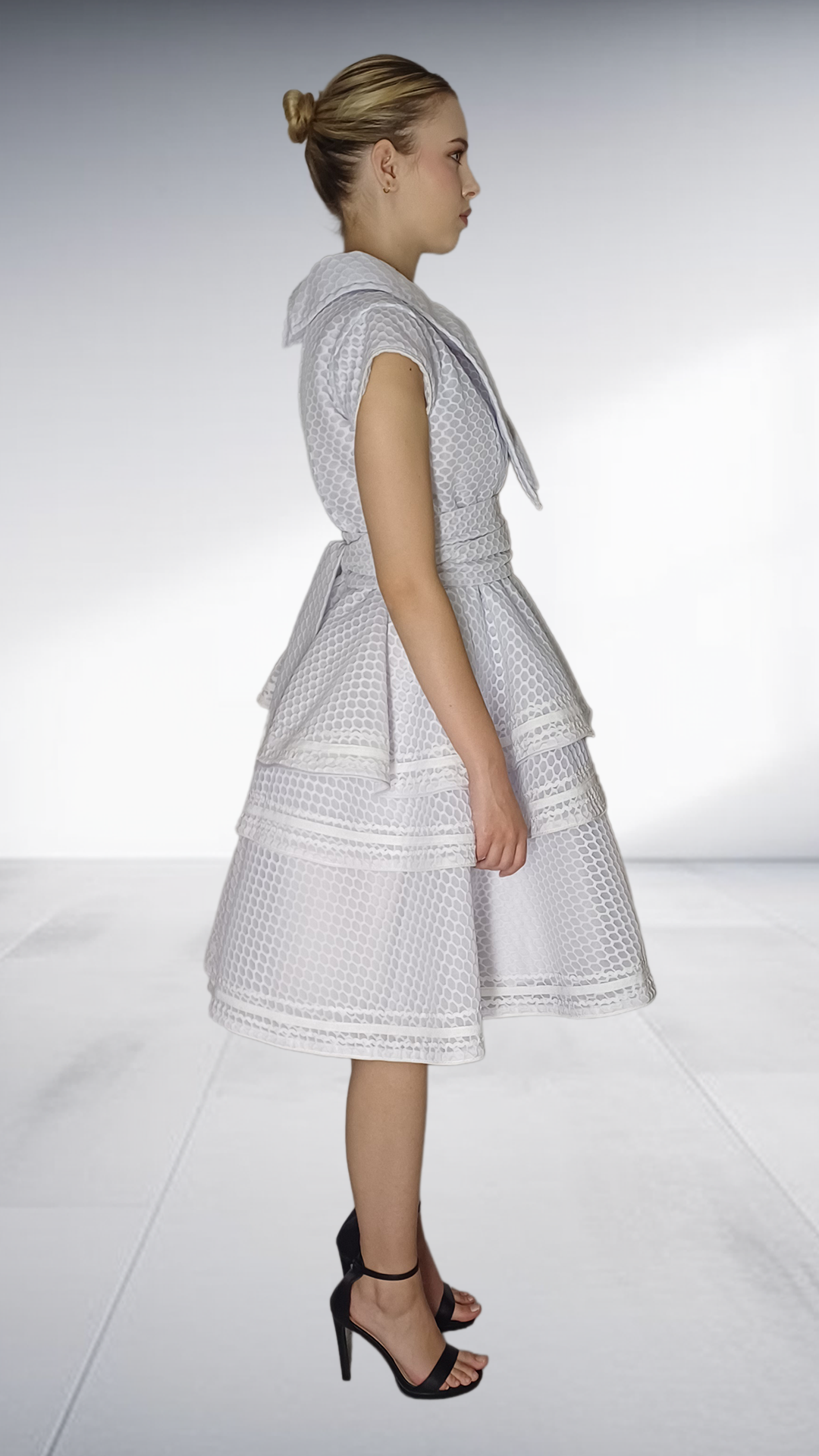 Jozsy Three-Tier Khoza Embroidered Dress - White