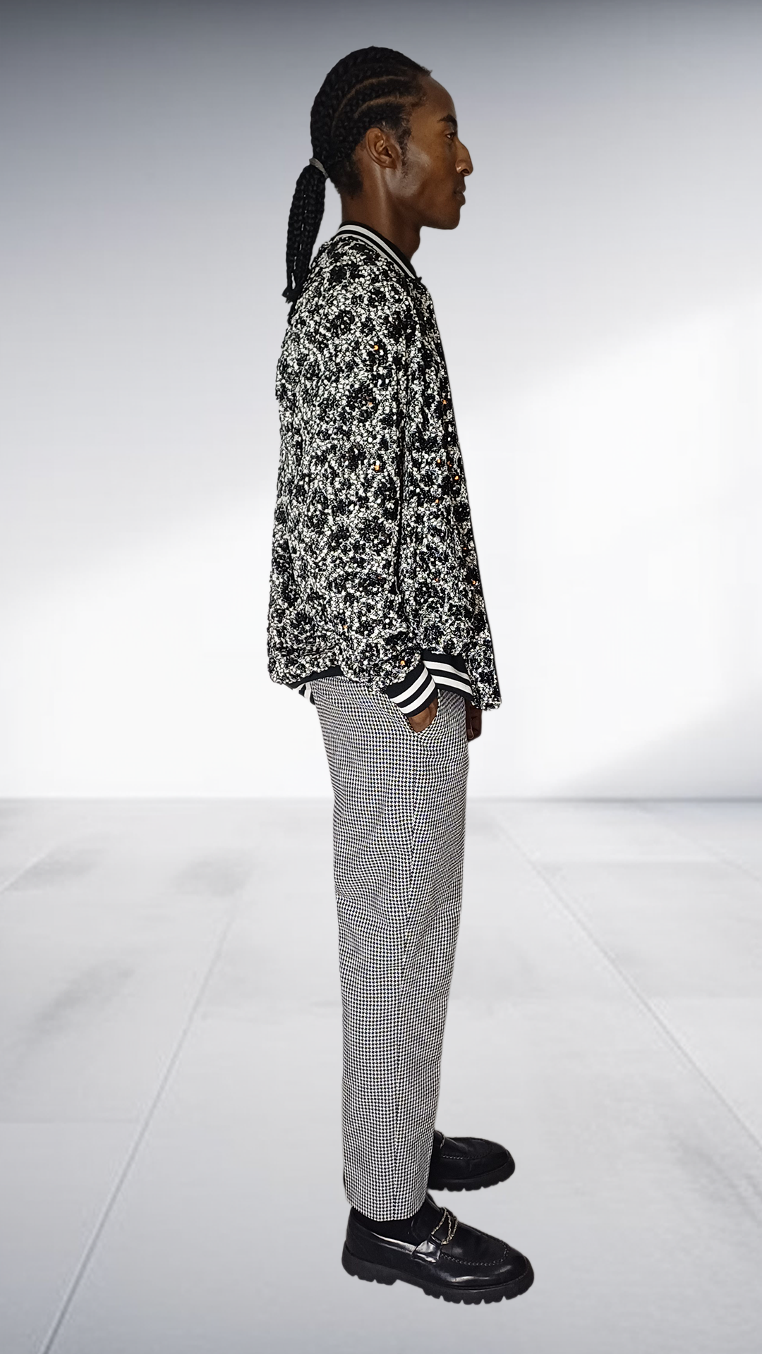 Ephymol Textured Pattern Jacket & Houndstooth Trousers