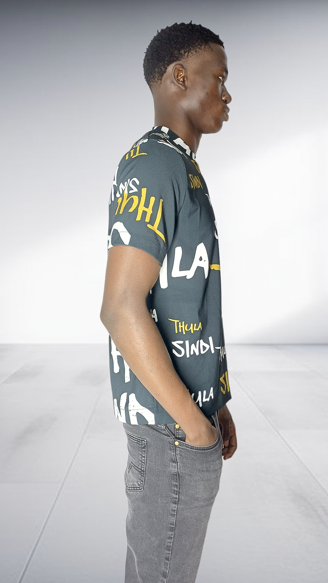 Thula Sindi Signature Graphic Print T-Shirt - Charcoal Grey