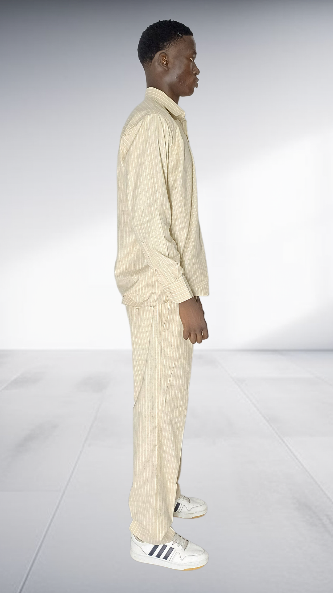 J.O.B Pinstripe Linen Two-Piece Set - Cream