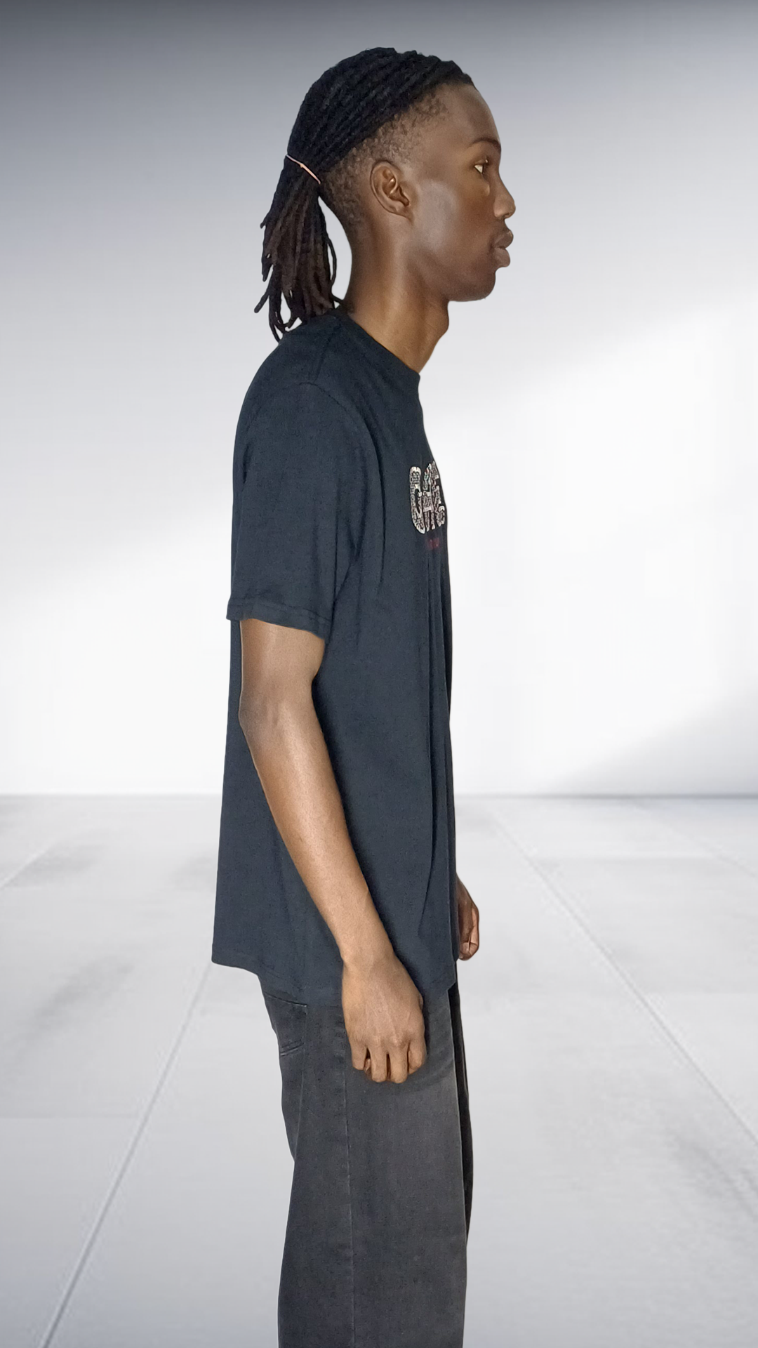 GAE Africa Logo T-Shirt - Black with Embroided African Print