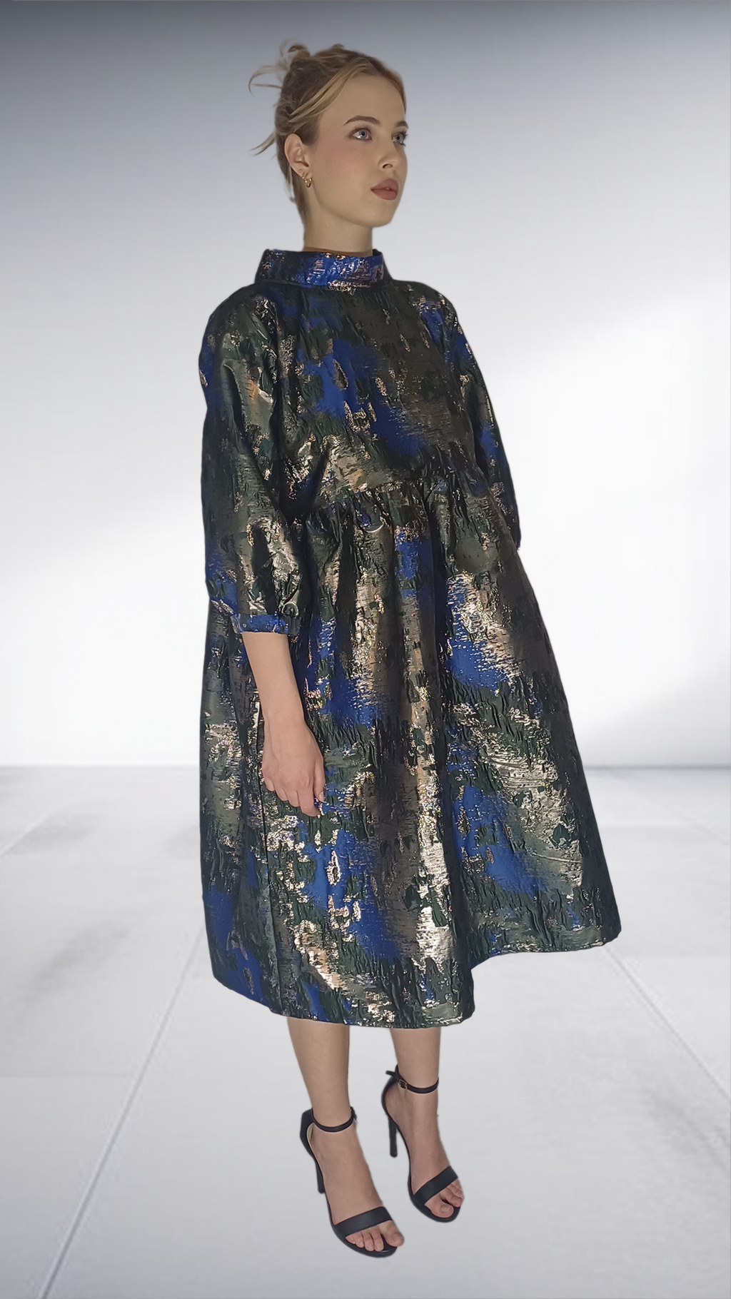 Isabel De Villiers Metallic Jacquard Midi Dress