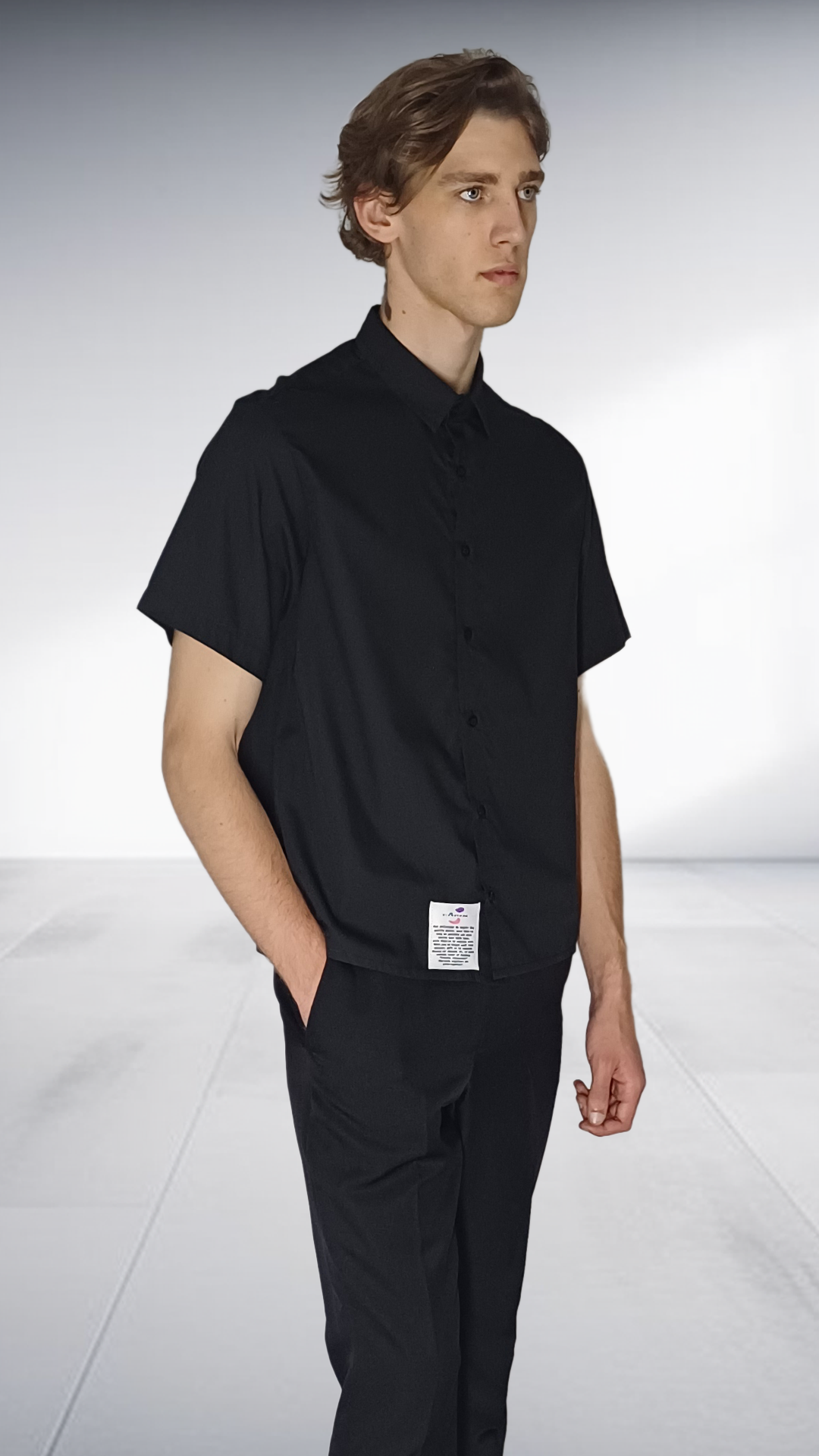 Sipho Mbuto Minimalist Short Sleeve Shirt - Black