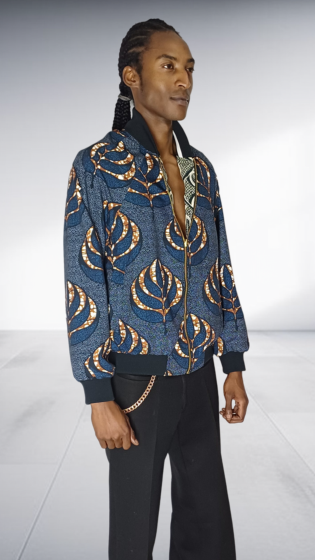 Mille Collines Reversible Akazi Bomber Jacket - Navy & Gold