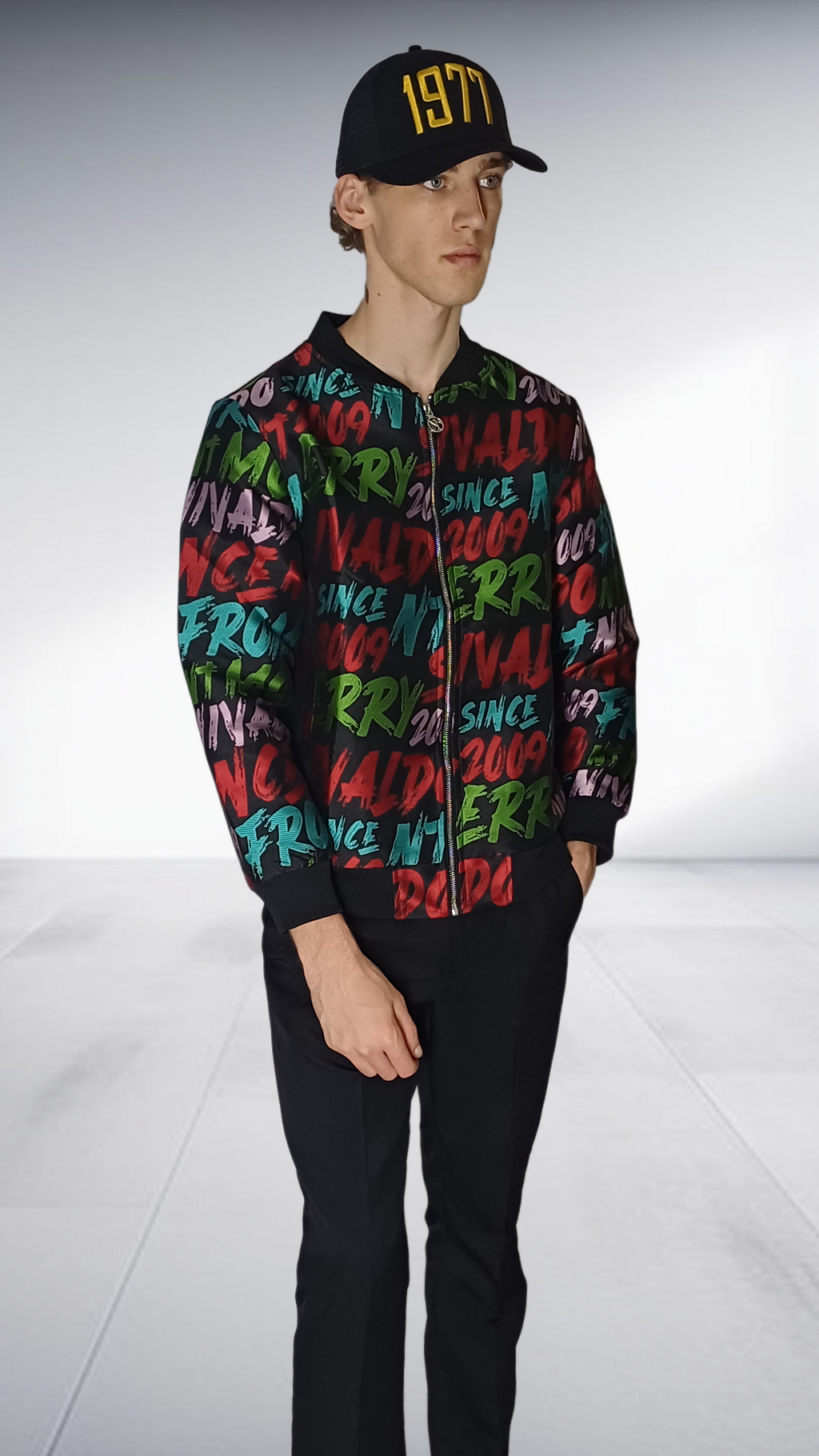 Nivaldo Thierry Graphic Print Bomber Jacket - Black Multicolor