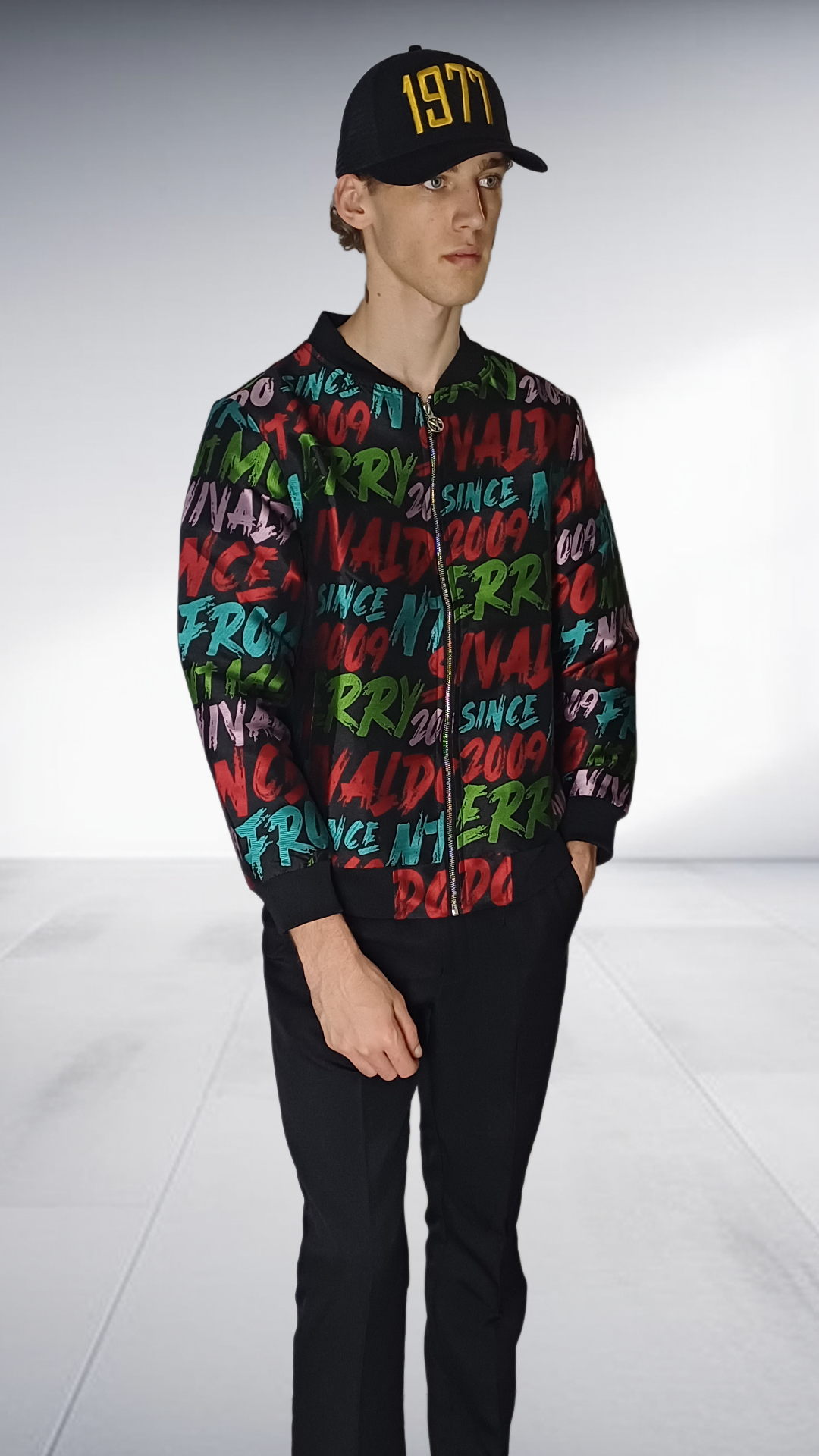 Nivaldo Thierry Graphic Print Bomber Jacket - Black Multicolor