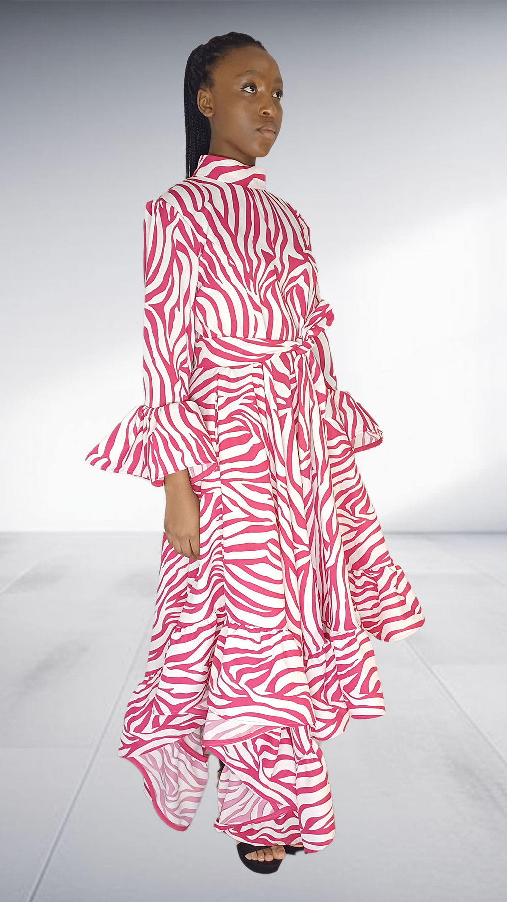 Imprint Pink & White Zebra Print Ruffle Maxi Dress – AfricaRise Online