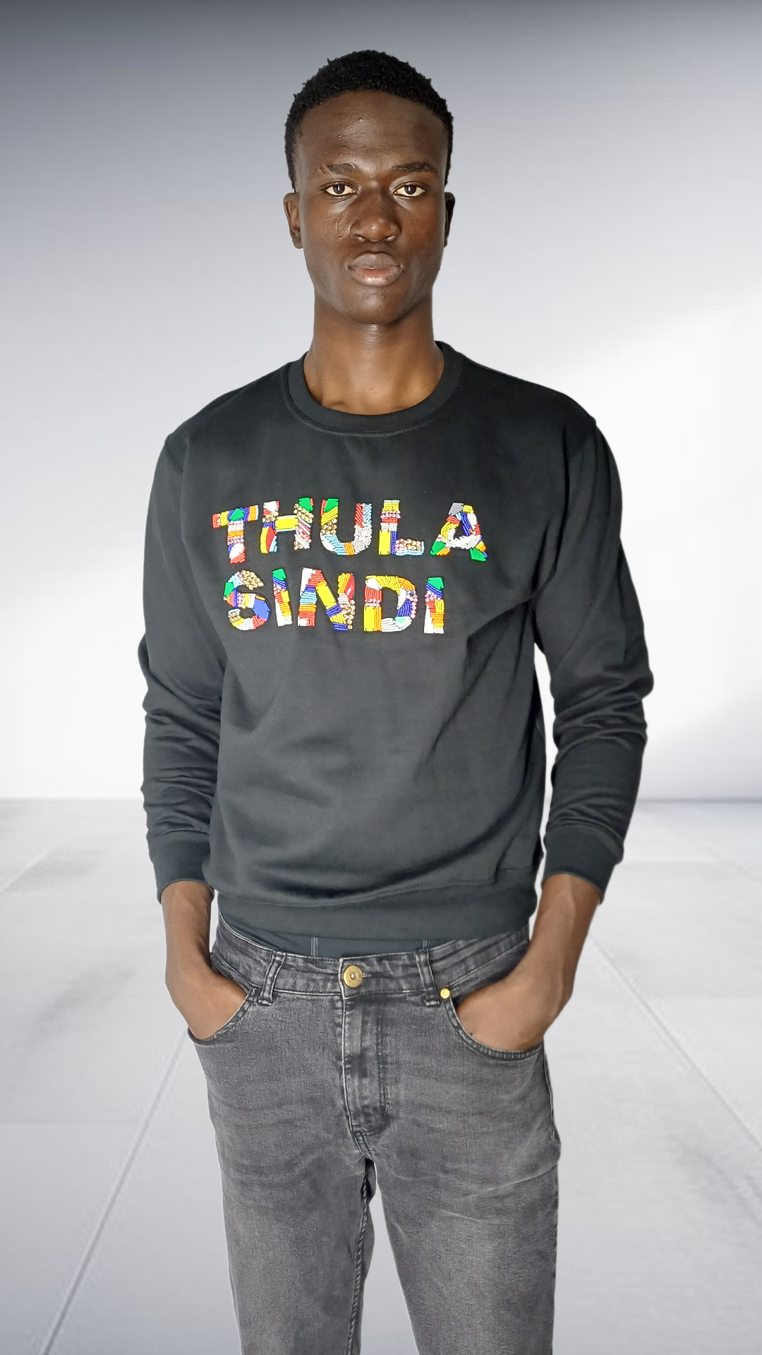 Thula Sindi Beaded Logo Sweatshirt - Black