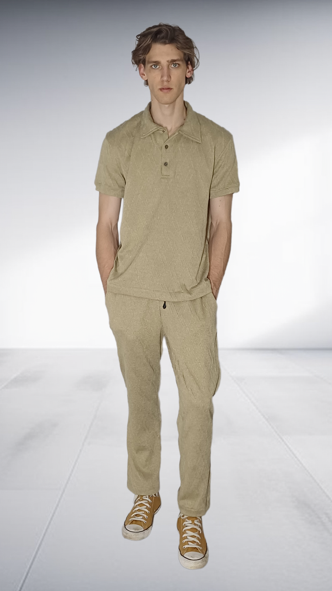 ZIMKHITHA Khaki Polo & Pants Two-Piece Set