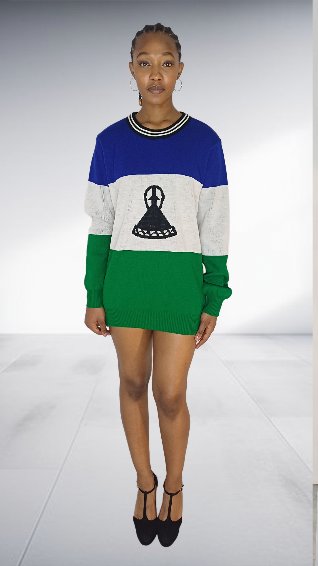 Isiqhaza Color-Block Sweater Dress with African Silhouette