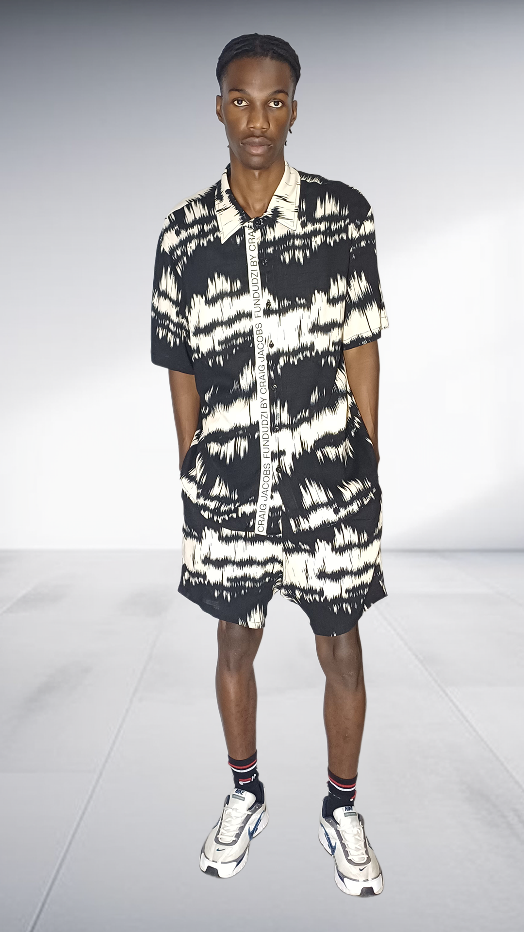 Fundundzi Tie-Dye Print Two-Piece Set - Black & White