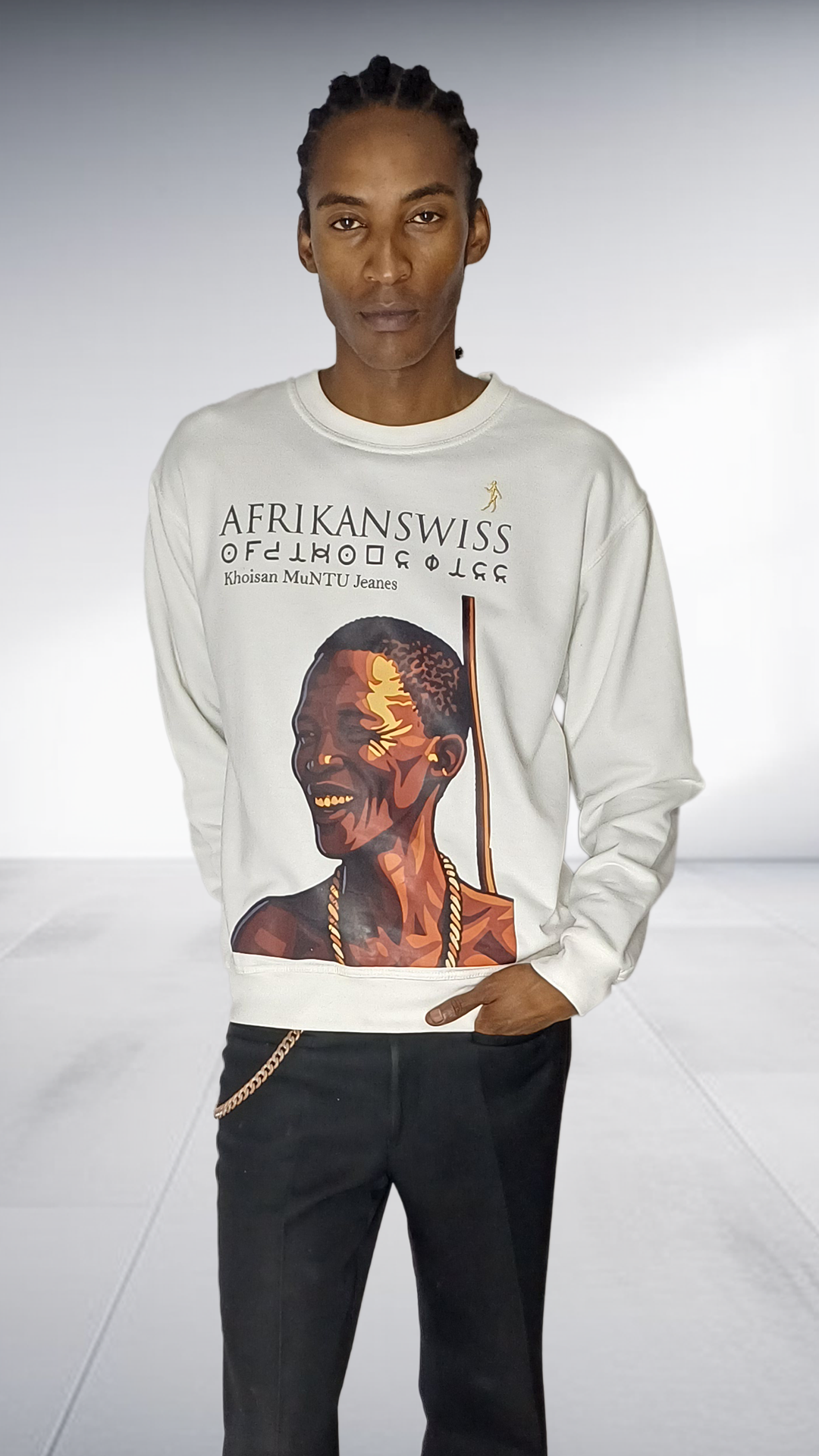 Afrikanswiss Graphic Portrait Sweatshirt - Cream