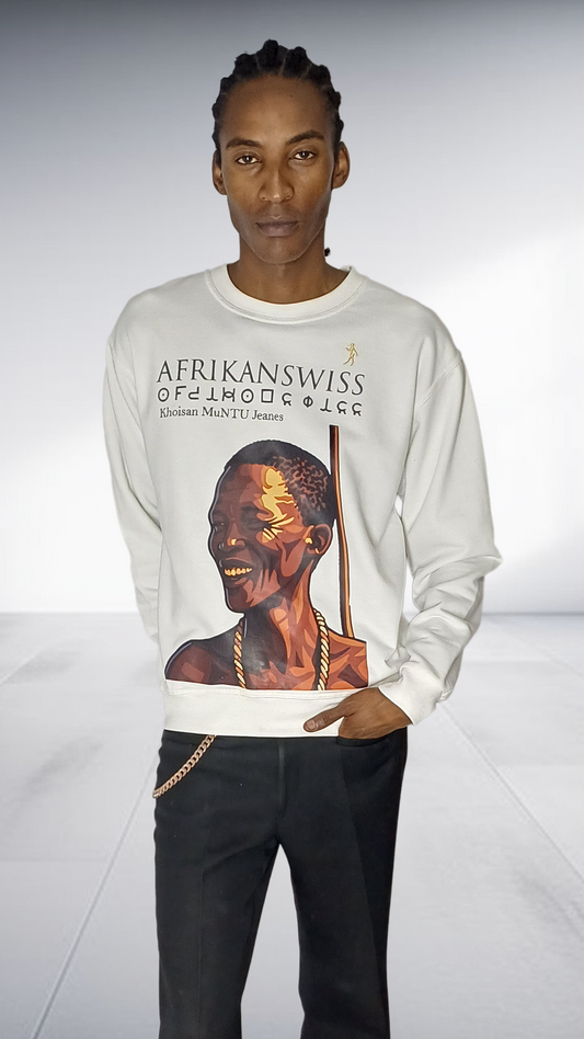 Afrikanswiss Graphic Portrait Sweatshirt - Cream